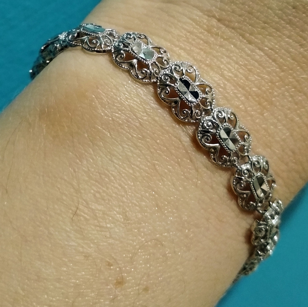 14K White Gold Art-Deco Inspired Bracelet
